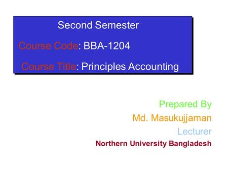 Prepared By Md. Masukujjaman Lecturer Northern University Bangladesh