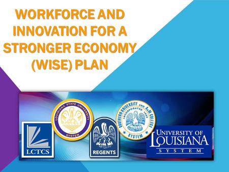 WORKFORCE AND INNOVATION FOR A STRONGER ECONOMY (WISE) PLAN.