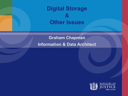 Digital Storage & Other Issues Graham Chapman Information & Data Architect.