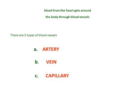 blood from the heart gets around the body through blood vessels