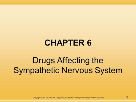 Drugs Affecting the Sympathetic Nervous System