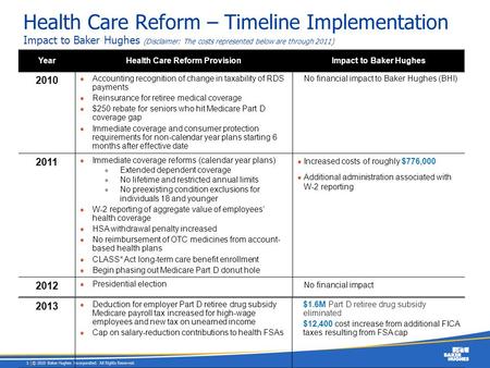 Health Care Reform Provision