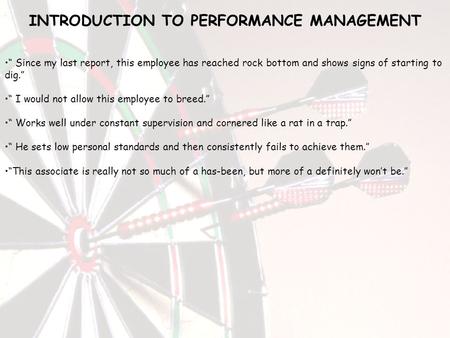 INTRODUCTION TO PERFORMANCE MANAGEMENT