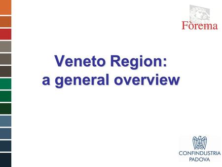 Veneto Region: a general overview. Veneto Region PADOVA VENICE.