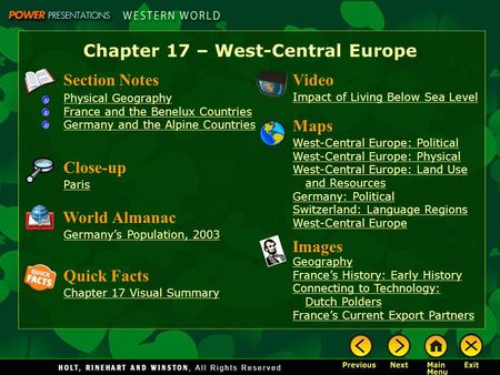 Chapter 17 – West-Central Europe