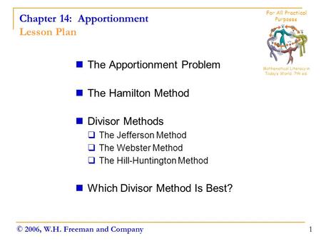 Chapter 14: Apportionment Lesson Plan