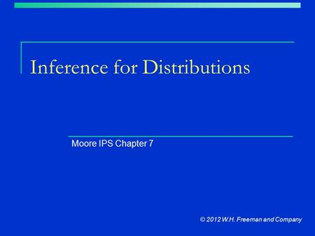Inference for Distributions