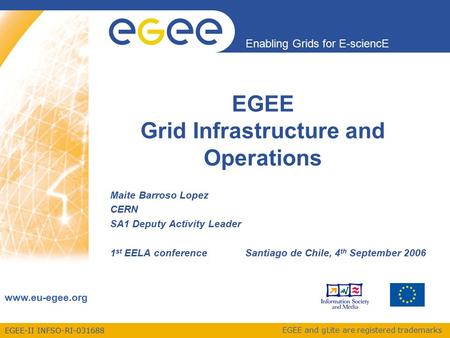 EGEE-II INFSO-RI-031688 Enabling Grids for E-sciencE www.eu-egee.org EGEE and gLite are registered trademarks EGEE Grid Infrastructure and Operations Maite.