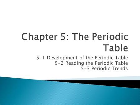 Chapter 5: The Periodic Table