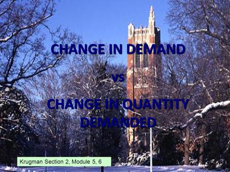 CHANGE IN DEMAND vs CHANGE IN QUANTITY DEMANDED Krugman Section 2, Module 5, 6.