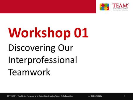 Workshop 01 Discovering Our Interprofessional Teamwork