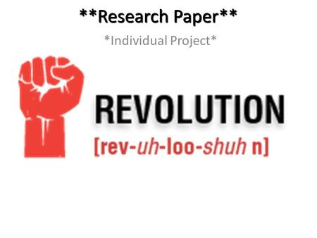 **Research Paper** *Individual Project*. Research Paper Traditional form of presenting research. Traditional form of presenting research. Various types.