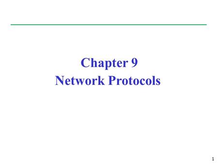 1 Chapter 9 Network Protocols. Outline 2 Protocol: Set of defined rules to allow communication between entities Open Systems Interconnection (OSI) Transmission.