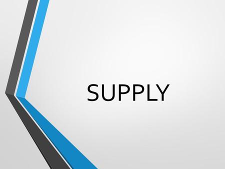 SUPPLY. THE DEFINITION OF SUPPLY Supply is a schedule or curve showing the various amounts of a product that PRODUCERS are willing and able to make available.