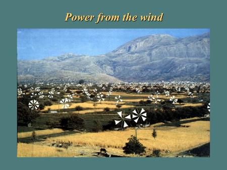 Power from the wind. Sailcloth turbines for water pumping, Lasithi plateau, Crete.