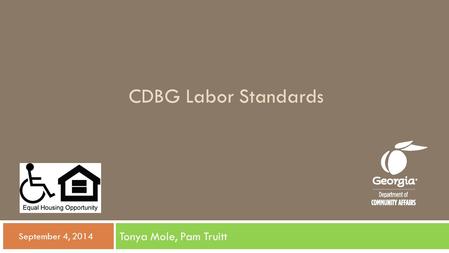 CDBG Labor Standards Tonya Mole, Pam Truitt  September 4, 2014.