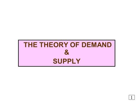 THE THEORY OF DEMAND & SUPPLY