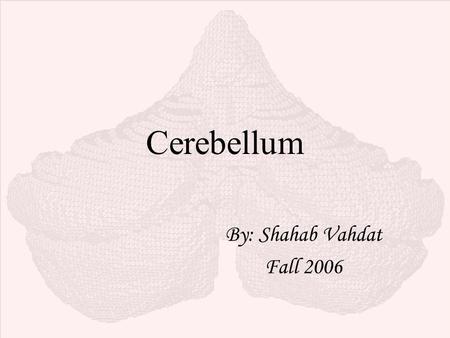 Cerebellum By: Shahab Vahdat Fall 2006.