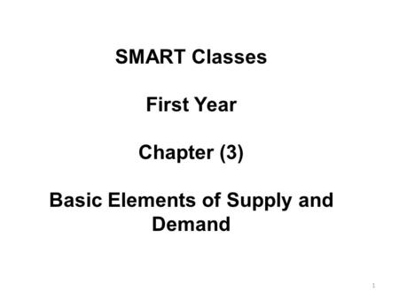 Learning Objectives This chapter introduces the notions of supply and demand and shows how they operate in competitive markets for individual commodities.