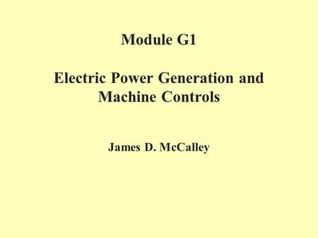 Module G1 Electric Power Generation and Machine Controls