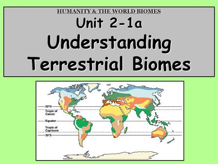 HUMANITY & THE WORLD BIOMES Unit 2-1a Understanding Terrestrial Biomes.