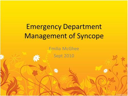 Emergency Department Management of Syncope
