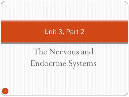 The Nervous and Endocrine Systems Unit 3, Part 2 1.