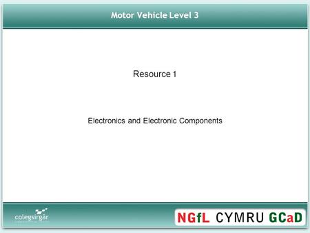 Motor Vehicle Level 3 Electronics and Electronic Components Resource 1.