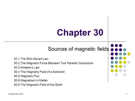 Chapter 30 Sources of magnetic fields 30.1 The Biot–Savart Law