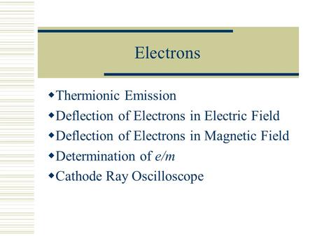 Electrons Thermionic Emission