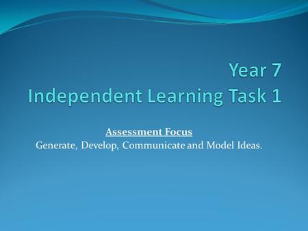 Year 7 Independent Learning Task 1