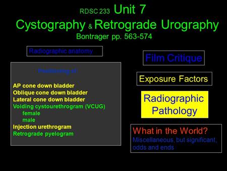 Cystography & Retrograde Urography
