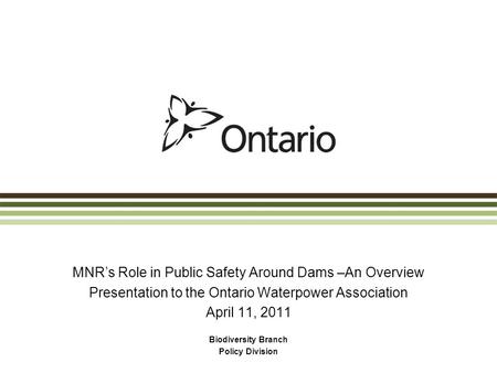 MNR’s Role in Public Safety Around Dams –An Overview