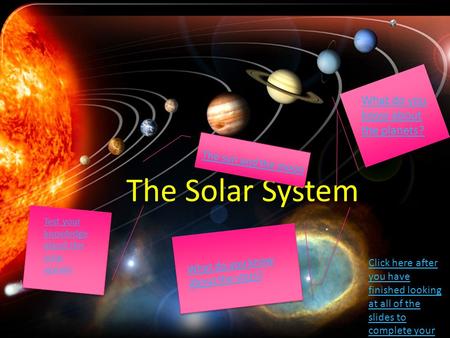 The Solar System What do you know about the planets?