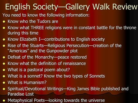 English Society—Gallery Walk Review