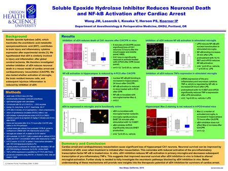 Soluble Epoxide Hydrolase Inhibitor Reduces Neuronal Death and NF-kB Activation after Cardiac Arrest Department of Anesthesiology & Perioperative.