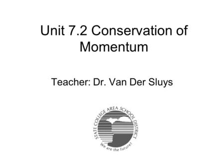 Unit 7.2 Conservation of Momentum Teacher: Dr. Van Der Sluys.