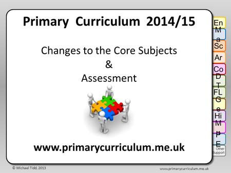 © Michael Tidd, 2013 www.primarycurriculum.me.uk Primary Curriculum 2014/15 Changes to the Core Subjects & Assessment www.primarycurriculum.me.uk Primary.