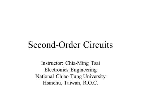Second-Order Circuits