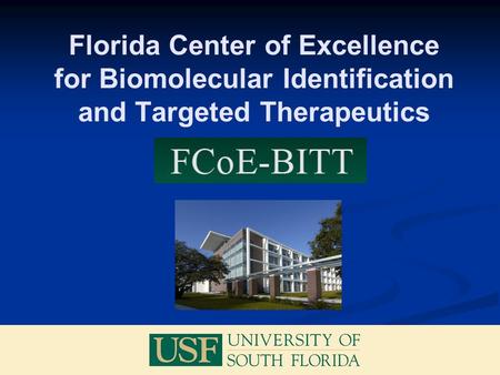 Florida Center of Excellence for Biomolecular Identification and Targeted Therapeutics.