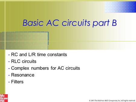 Basic AC circuits part B