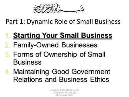 Part 1: Dynamic Role of Small Business
