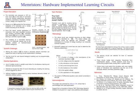 Project Description The memristor was proposed in 1971 by Leon Chua [1] on the basis of symmetry using the classical relationships describing resistance,