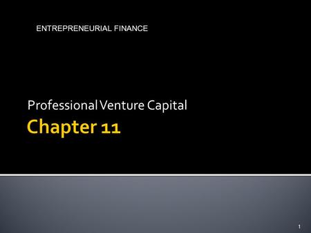 Professional Venture Capital 1 ENTREPRENEURIAL FINANCE.