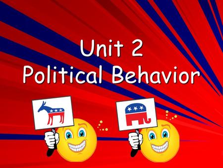 Unit 2 Political Behavior Political Parties A political party is a group of people who try to control government by winning elections and holding public.
