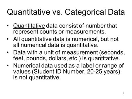 Quantitative vs. Categorical Data