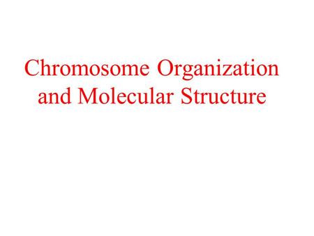 Chromosome Organization and Molecular Structure. Chromosomes & Genomes Chromosomes complexes of DNA and proteins – chromatin Viral – linear, circular;