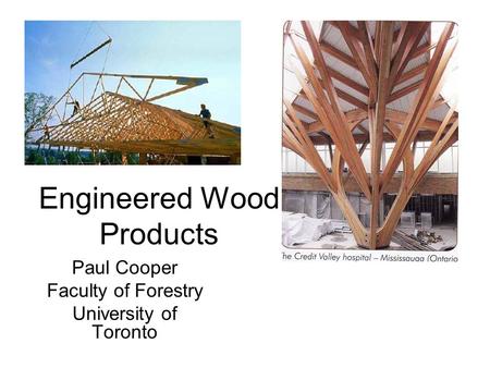 Engineered Wood Products Paul Cooper Faculty of Forestry University of Toronto.