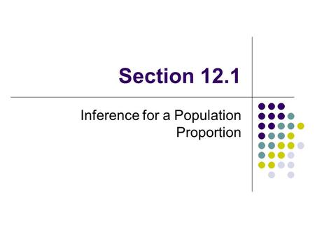 Section 12.1 Inference for a Population Proportion.