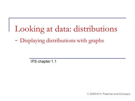 Looking at data: distributions - Displaying distributions with graphs IPS chapter 1.1 © 2006 W.H. Freeman and Company.